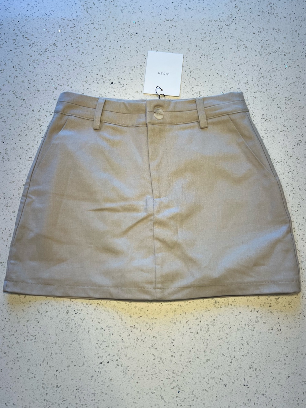 DISSH Neutral Beige Mini Skort with Belt Loops